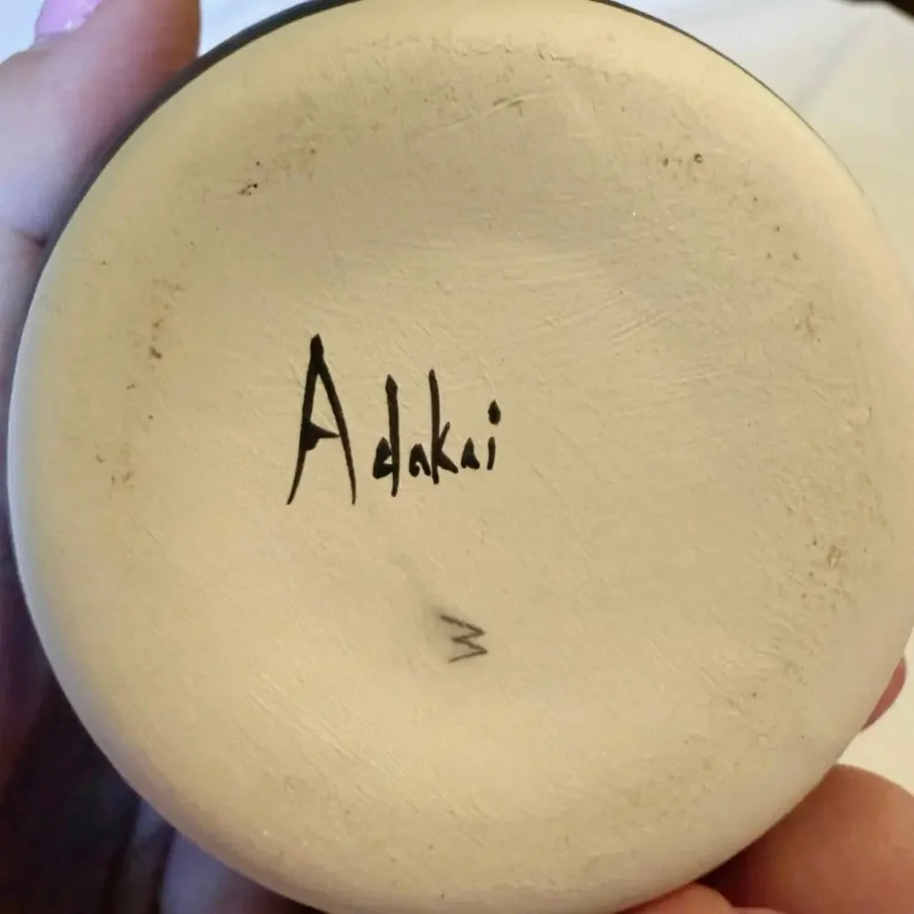 Navajo Pottery Bud Vase • Signed Adakai • Mesa & Lightning • 6”